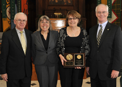 Thomas Smith, Ph.D., professor of mathematics and computer science, Rosemary Farley, Patrice Tiffany and President O’Donnell