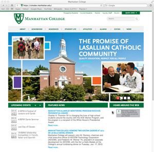 Homepage of Manhattan College website