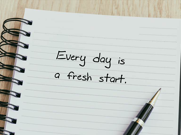 Notebook that says Every Day is a Fresh Start